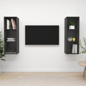 NNEVL Wall-mounted TV Cabinets 2 pcs Grey Chipboard