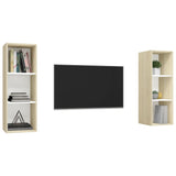NNEVL Wall-mounted TV Cabinets 2 pcs White and Sonoma Oak Chipboard
