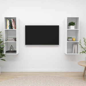 NNEVL Wall-mounted TV Cabinets 2 pcs High Gloss White Chipboard