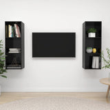 NNEVL Wall-mounted TV Cabinets 2 pcs High Gloss Black Chipboard
