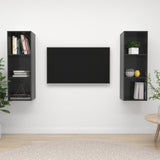 NNEVL Wall-mounted TV Cabinets 2 pcs High Gloss Grey Chipboard