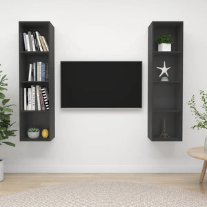 NNEVL Wall-mounted TV Cabinets 2 pcs Grey Chipboard