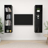 NNEVL Wall-mounted TV Cabinets 2 pcs High Gloss Black Chipboard