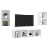 NNEVL Wall-mounted TV Cabinets 4 pcs White Engineered Wood