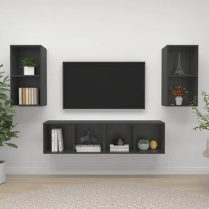 NNEVL Wall-mounted TV Cabinets 4 pcs Grey Chipboard