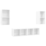 NNEVL Wall-mounted TV Cabinets 4 pcs High Gloss White Engineered Wood