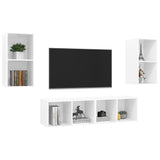 NNEVL Wall-mounted TV Cabinets 4 pcs High Gloss White Engineered Wood