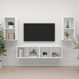 NNEVL Wall-mounted TV Cabinets 4 pcs High Gloss White Engineered Wood