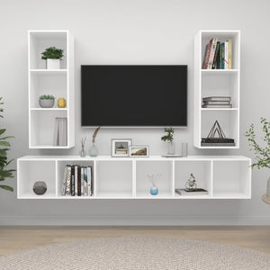 NNEVL Wall-mounted TV Cabinets 4 pcs White Chipboard