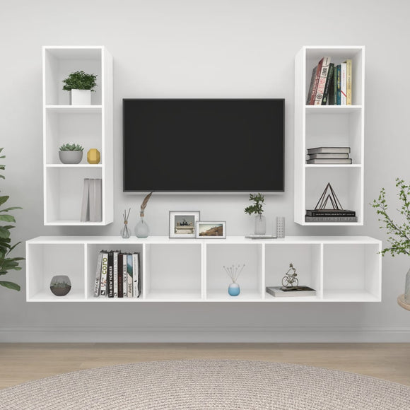 NNEVL Wall-mounted TV Cabinets 4 pcs White Chipboard