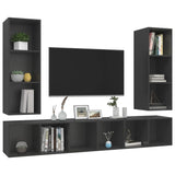 NNEVL Wall-mounted TV Cabinets 4 pcs Grey Chipboard