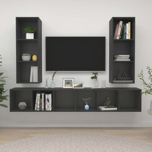 NNEVL Wall-mounted TV Cabinets 4 pcs Grey Chipboard