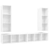 NNEVL Wall-mounted TV Cabinets 4 pcs High Gloss White Chipboard
