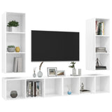 NNEVL Wall-mounted TV Cabinets 4 pcs High Gloss White Chipboard