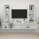 NNEVL Wall-mounted TV Cabinets 4 pcs High Gloss White Chipboard