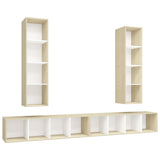 NNEVL Wall-mounted TV Cabinets 4 pcs White and Sonoma Oak Chipboard