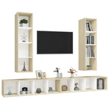 NNEVL Wall-mounted TV Cabinets 4 pcs White and Sonoma Oak Chipboard