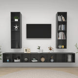 NNEVL Wall-mounted TV Cabinets 4 pcs High Gloss Grey Engineered Wood
