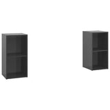 NNEVL TV Cabinets 2 pcs High Gloss Grey 72x35x36.5 cm Chipboard