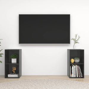 NNEVL TV Cabinets 2 pcs High Gloss Grey 72x35x36.5 cm Chipboard