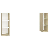 NNEVL TV Cabinets 2 pcs White & Sonoma Oak 107x35x37 cm Chipboard