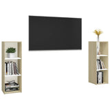 NNEVL TV Cabinets 2 pcs White & Sonoma Oak 107x35x37 cm Chipboard
