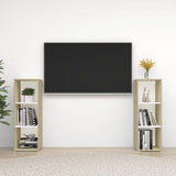 NNEVL TV Cabinets 2 pcs White & Sonoma Oak 107x35x37 cm Chipboard