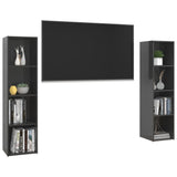 NNEVL TV Cabinets 2 pcs High Gloss Grey 142.5x35x36.5 cm Chipboard