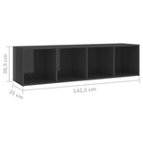 NNEVL TV Cabinets 2 pcs High Gloss Grey 142.5x35x36.5 cm Chipboard