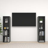 NNEVL TV Cabinets 2 pcs High Gloss Grey 142.5x35x36.5 cm Chipboard