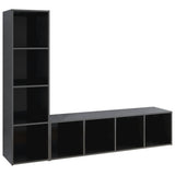 NNEVL TV Cabinets 2 pcs High Gloss Grey 142.5x35x36.5 cm Chipboard