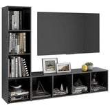 NNEVL TV Cabinets 2 pcs High Gloss Grey 142.5x35x36.5 cm Chipboard