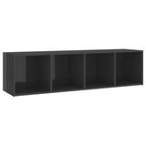NNEVL TV Cabinets 2 pcs High Gloss Grey 142.5x35x36.5 cm Chipboard