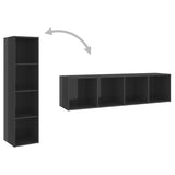 NNEVL TV Cabinets 2 pcs High Gloss Grey 142.5x35x36.5 cm Chipboard