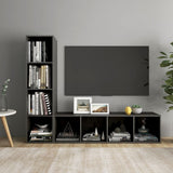 NNEVL TV Cabinets 2 pcs High Gloss Grey 142.5x35x36.5 cm Chipboard