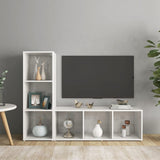 NNEVL TV Cabinets 2 pcs High Gloss White 107x35x37 cm Chipboard