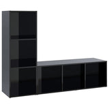 NNEVL TV Cabinets 2 pcs High Gloss Black 107x35x37 cm Engineered Wood