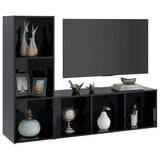 NNEVL TV Cabinets 2 pcs High Gloss Black 107x35x37 cm Engineered Wood