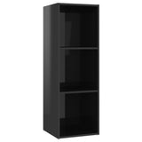 NNEVL TV Cabinets 2 pcs High Gloss Black 107x35x37 cm Engineered Wood