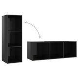 NNEVL TV Cabinets 2 pcs High Gloss Black 107x35x37 cm Engineered Wood