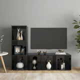 NNEVL TV Cabinets 2 pcs High Gloss Black 107x35x37 cm Engineered Wood
