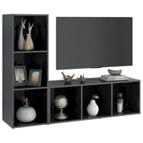 NNEVL TV Cabinets 2 pcs High Gloss Grey 107x35x37 cm Chipboard