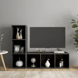 NNEVL TV Cabinets 2 pcs High Gloss Grey 107x35x37 cm Chipboard