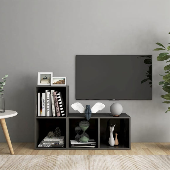 NNEVL TV Cabinets 2 pcs High Gloss Grey 72x35x36.5 cm Chipboard