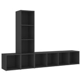 NNEVL 3 Piece TV Cabinet Set Grey Chipboard