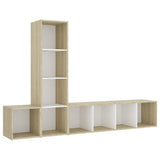 NNEVL 3 Piece TV Cabinet Set White and Sonoma Oak Chipboard