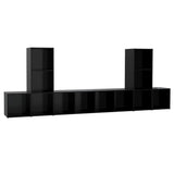 NNEVL 5 Piece TV Cabinet Set Black Chipboard