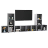 NNEVL 5 Piece TV Cabinet Set Concrete Grey Chipboard