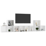 NNEVL 5 Piece TV Cabinet Set White Chipboard