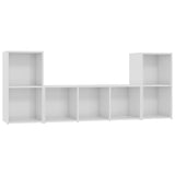 NNEVL 3 Piece TV Cabinet Set High Gloss White Chipboard